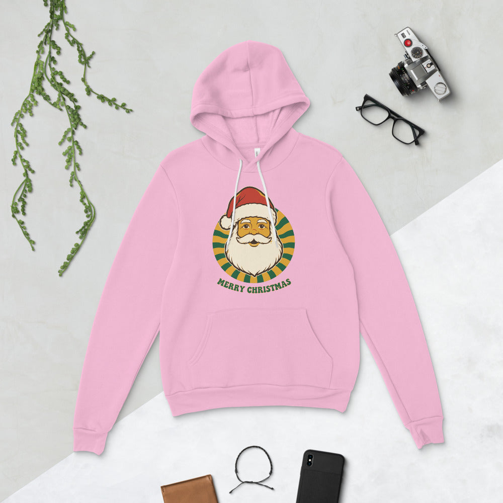 Groovy Santa retro Christmas hoodie — Lilac, flat lay