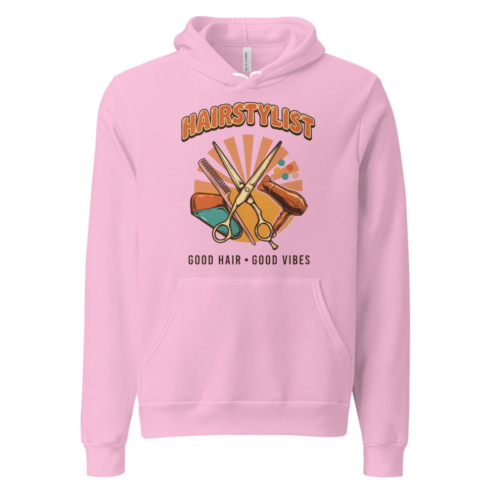 Retro Salon Hairstylist good hair good vibes hoodie — Lilac, front