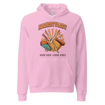 Retro Salon Hairstylist good hair good vibes hoodie — Lilac, front