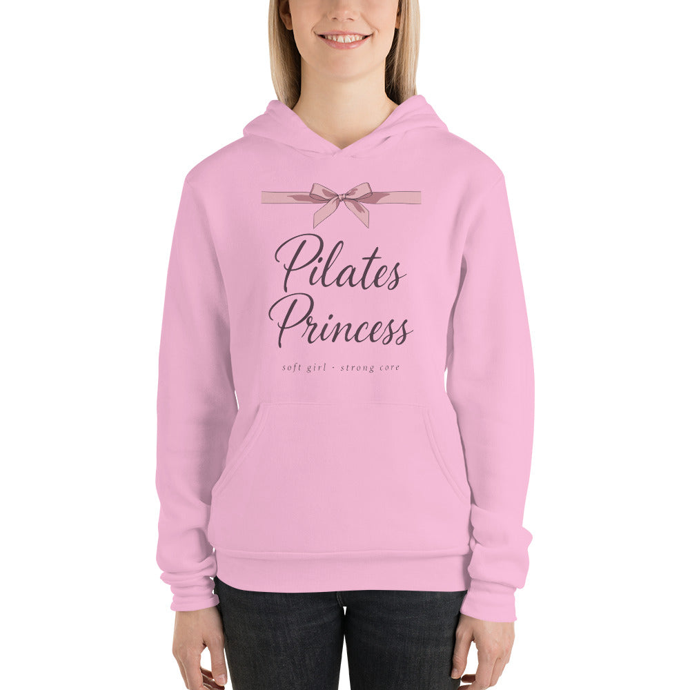 Pilates Princess coquette bow hoodie — Lilac, on model