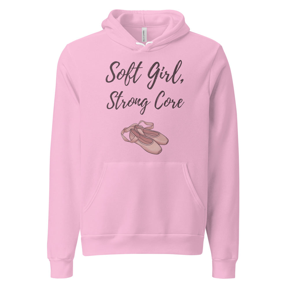 Soft Girl Strong Core ballet coquette pilates hoodie — Lilac, front