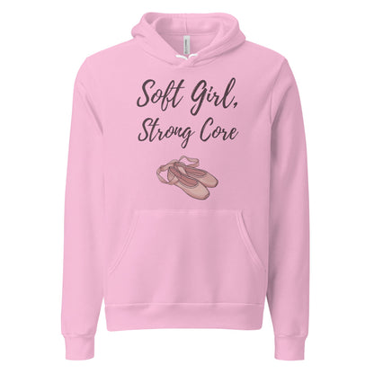 Soft Girl Strong Core ballet coquette pilates hoodie — Lilac, front