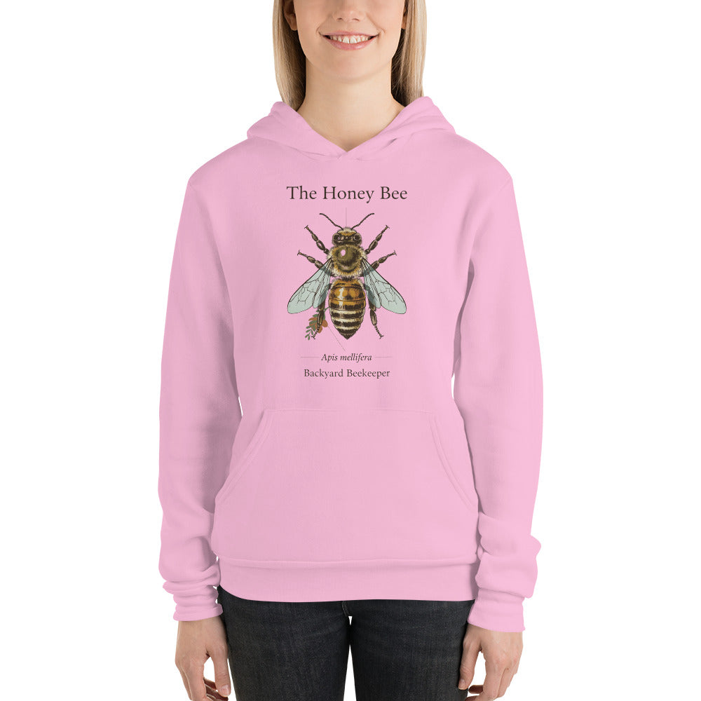 The Honey Bee Apis mellifera anatomical hoodie — Lilac, on model