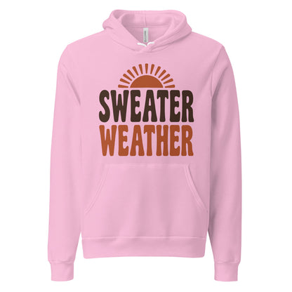 Sweater Weather retro 70s fall hoodie — Lilac, front