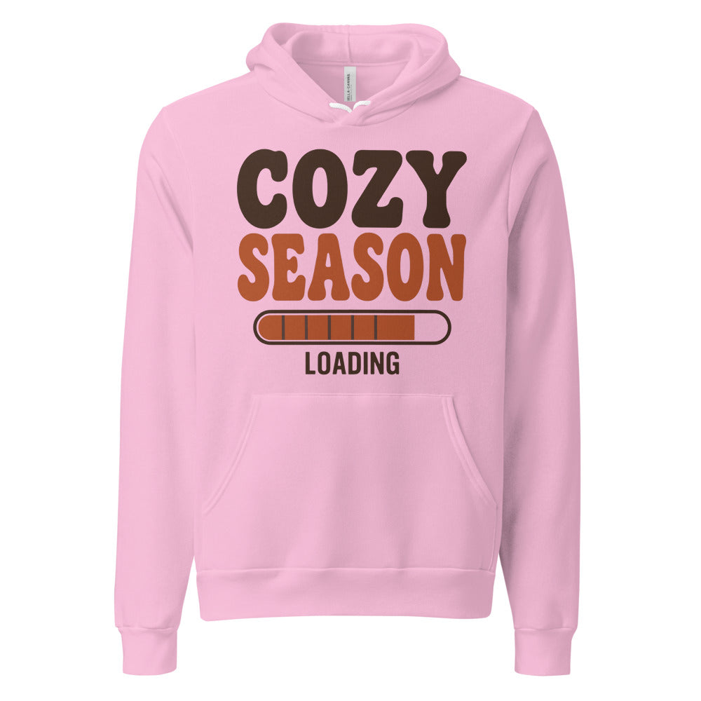 Cozy Season Loading retro 70s fall hoodie — Lilac, front