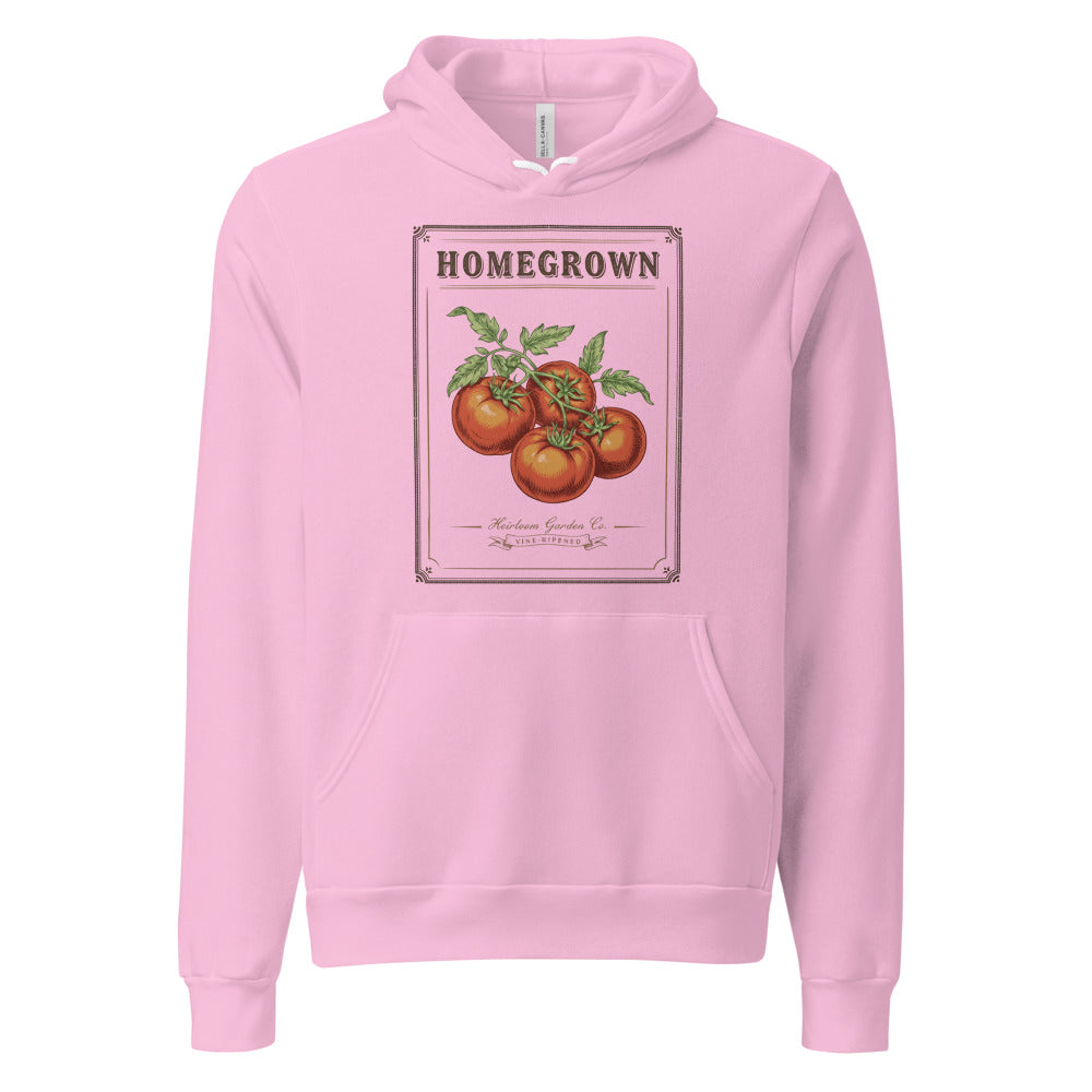 Homegrown Heirloom Seed Packet gardening hoodie — Lilac, front