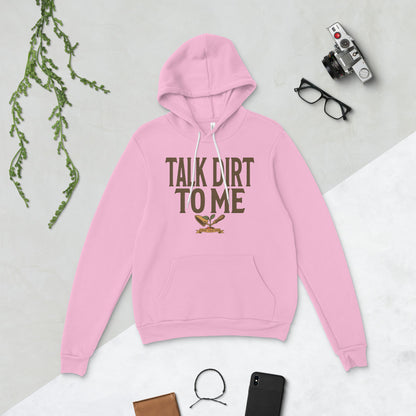 Talk Dirt To Me funny gardening hoodie — Lilac, flat lay
