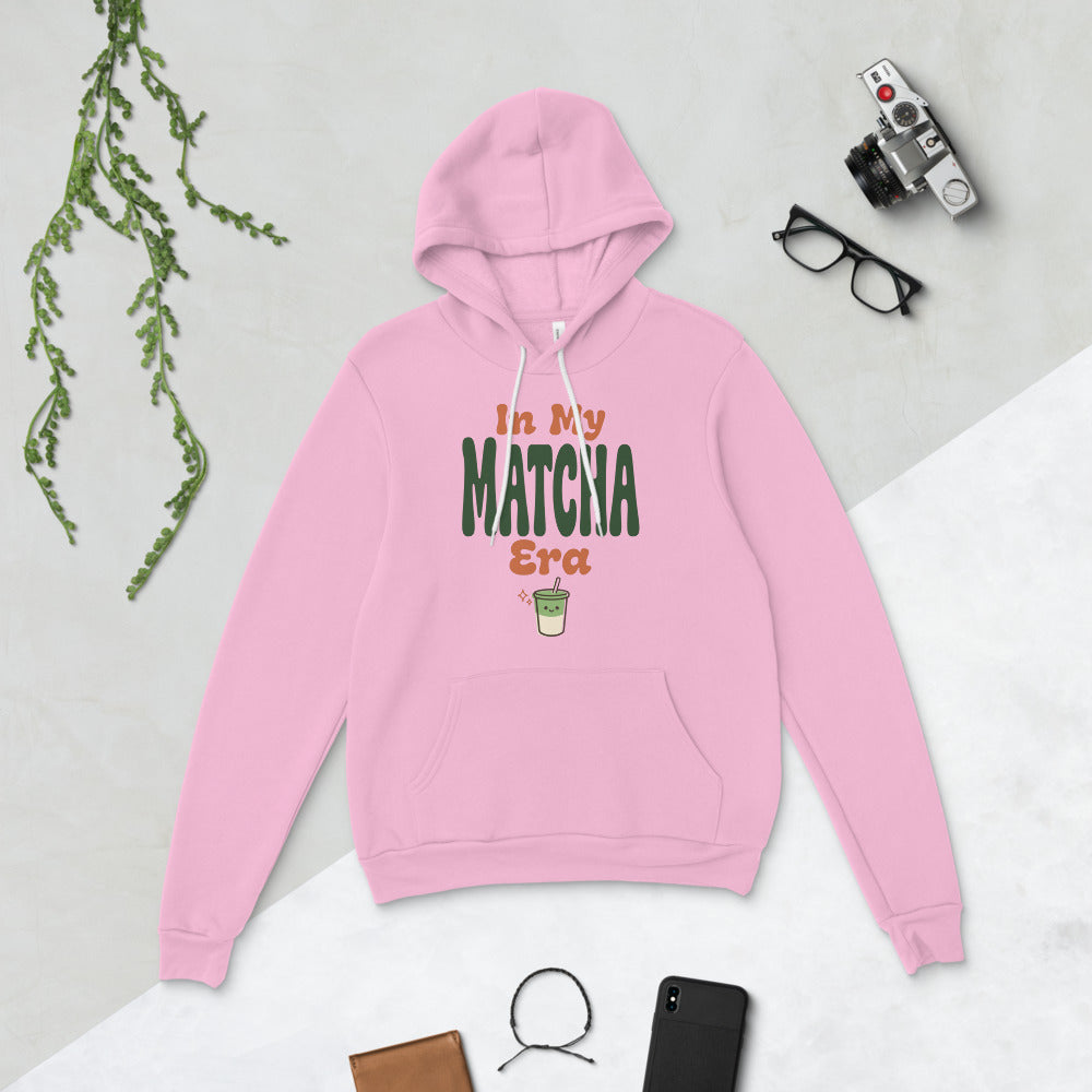 In My Matcha Era retro matcha hoodie — Lilac, flat lay