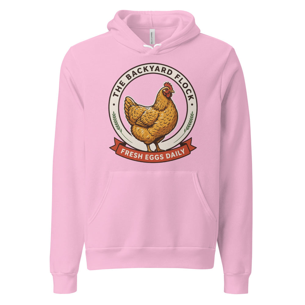 Backyard Flock heritage chicken keeper hoodie — Lilac, front