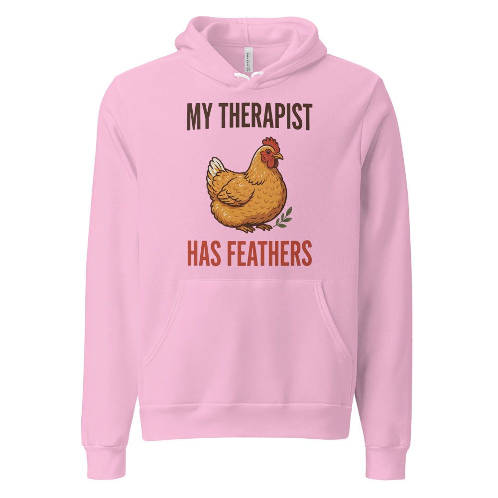 My Therapist Has Feathers funny chicken keeper hoodie — Lilac, front