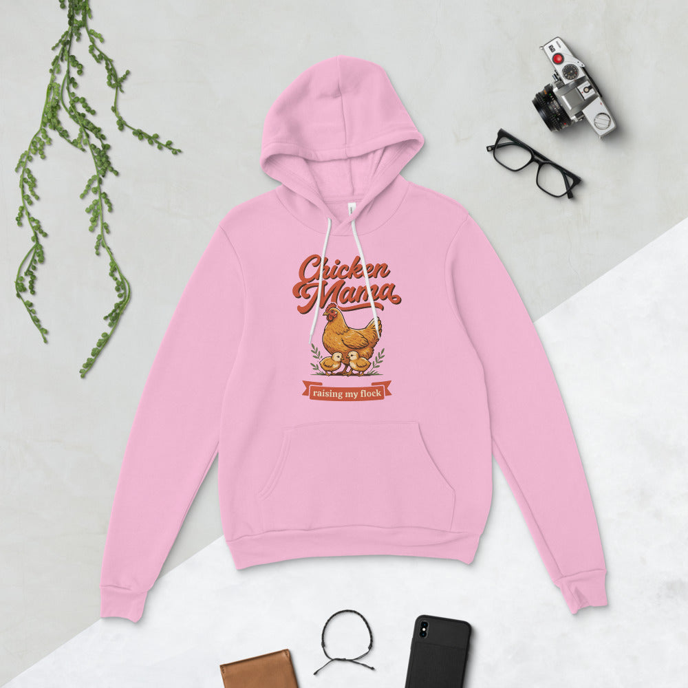 Chicken Mama raising my flock chicken keeper hoodie — Lilac, flat lay