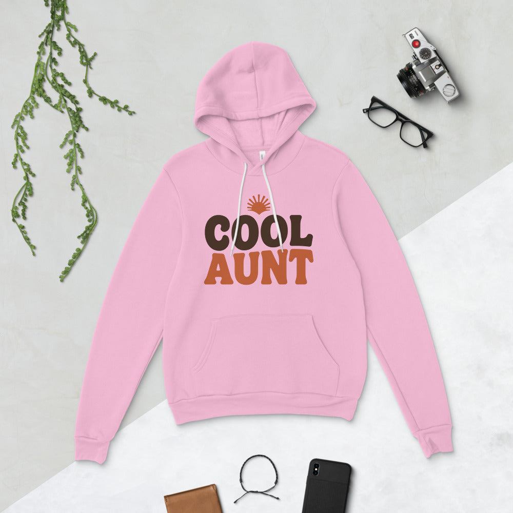 Cool Aunt retro groovy aunt hoodie — Lilac, flat lay