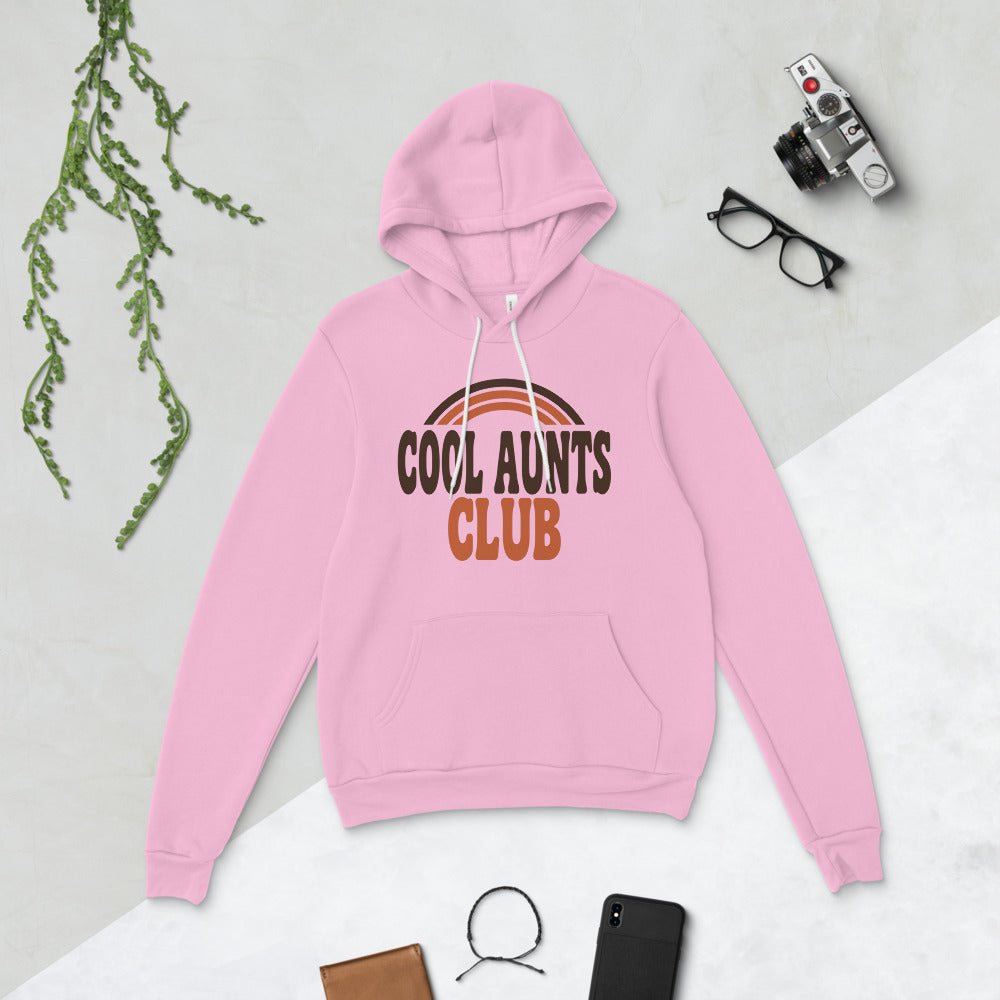 Cool Aunts Club retro groovy aunt hoodie — Lilac, flat lay