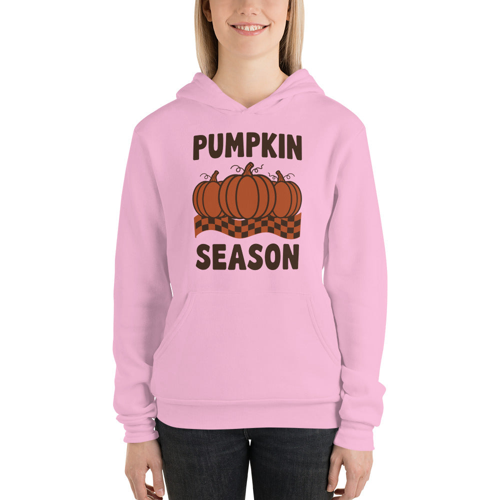 Pumpkin Season retro 70s fall hoodie — Lilac, on model
