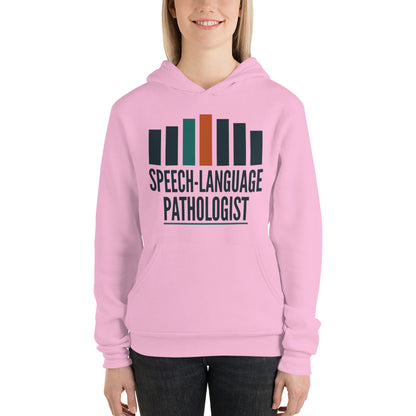 Mid-Century Clinic speech therapy hoodie — Lilac, on model