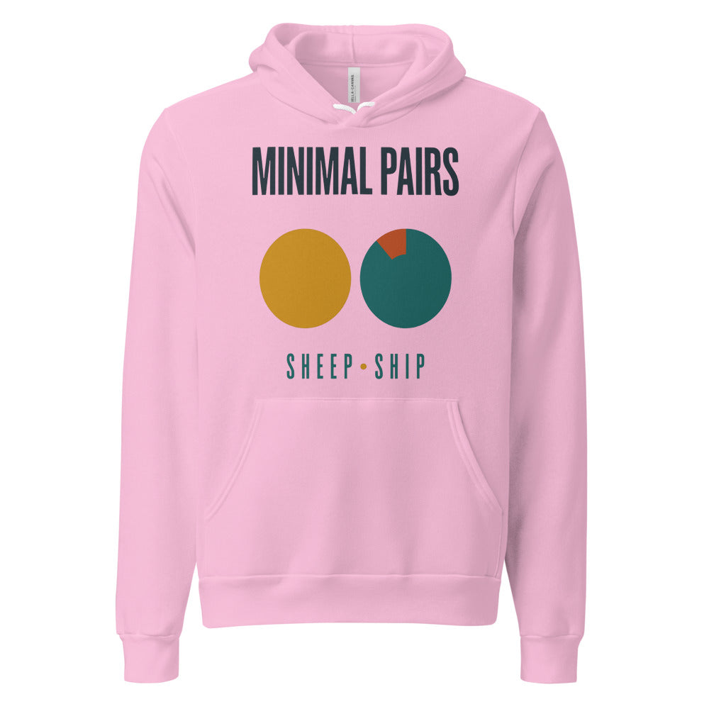 Minimal Pairs speech therapy hoodie — Lilac, front