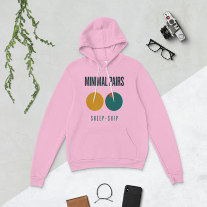 Minimal Pairs speech therapy hoodie — Lilac, flat lay