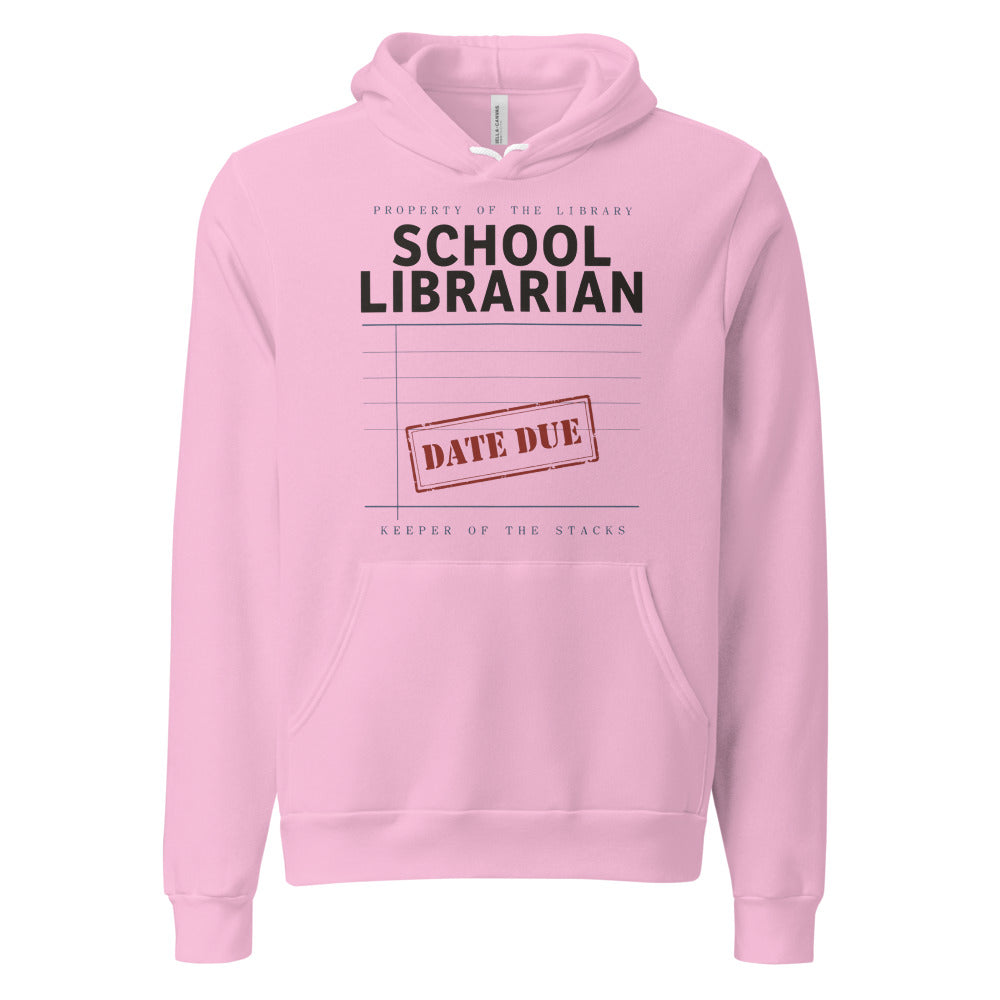 Property of the School Library card catalog school librarian hoodie — Lilac, front