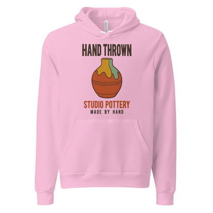 Hand Thrown Studio Pottery retro poster hoodie — Lilac, front