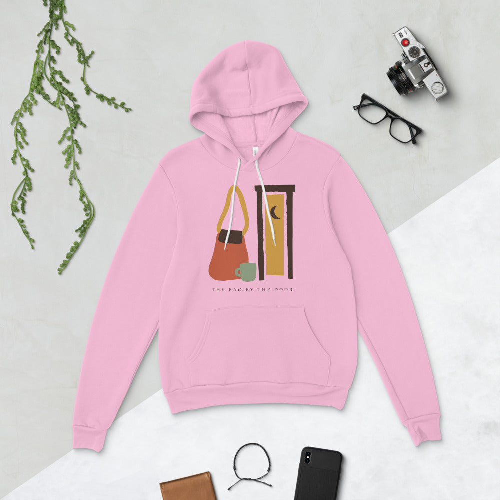 The Bag By The Door doula hoodie — Lilac, flat lay