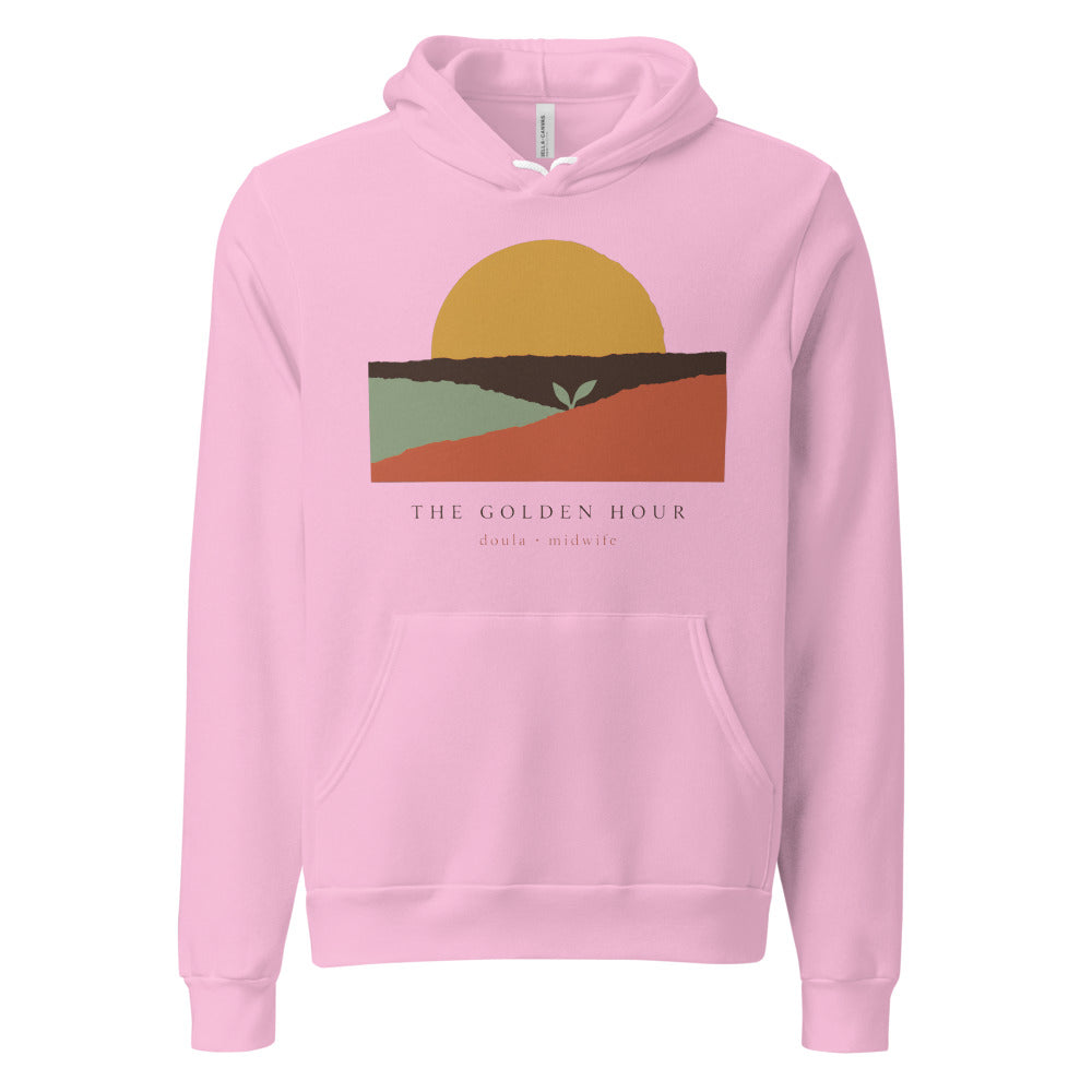 The Golden Hour birth worker doula hoodie — Lilac, front
