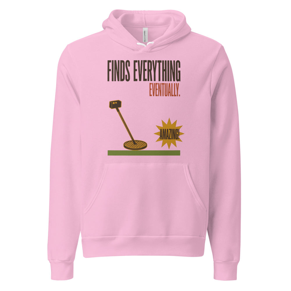 Finds Everything Eventually retro metal detecting hoodie — Lilac, front