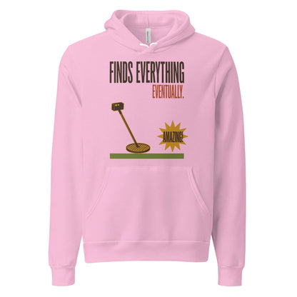 Finds Everything Eventually retro metal detecting hoodie — Lilac, front