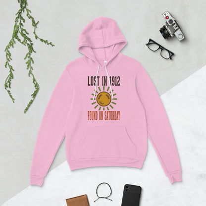 Lost in 1912 Found on Saturday retro metal detecting hoodie — Lilac, flat lay