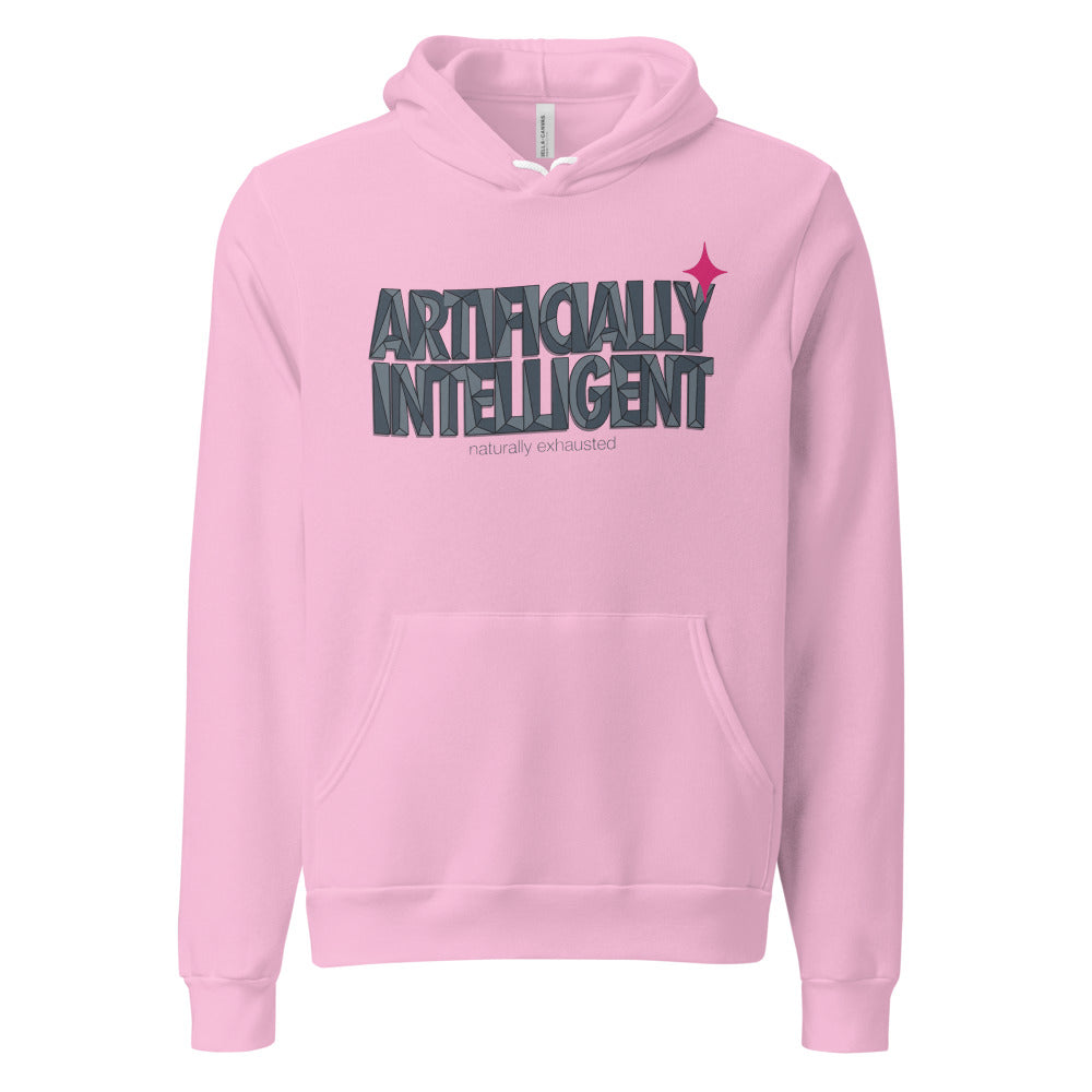 Artificially Intelligent funny AI pullover hoodie — Lilac, front