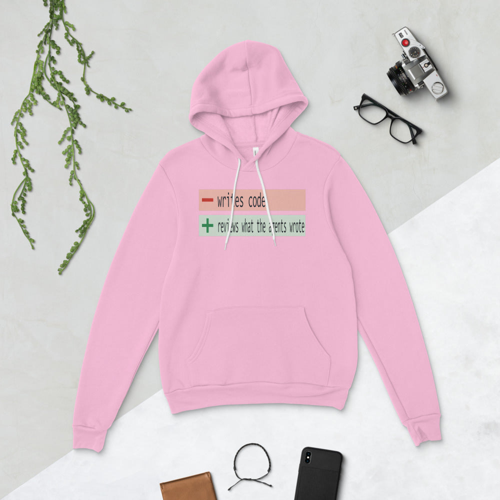 The Diff agentic AI engineer hoodie — Lilac, flat lay