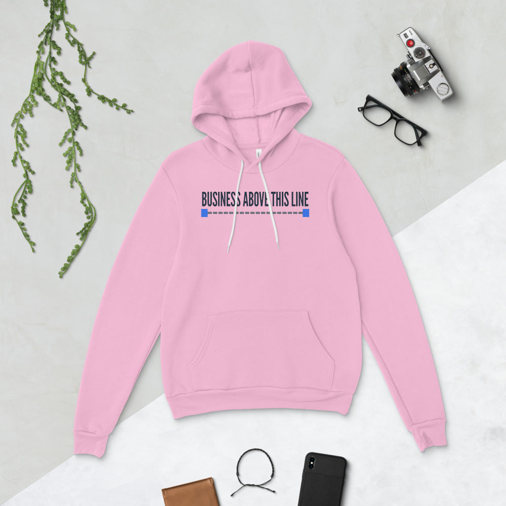 Business Above This Line pullover hoodie — Lilac, flat lay