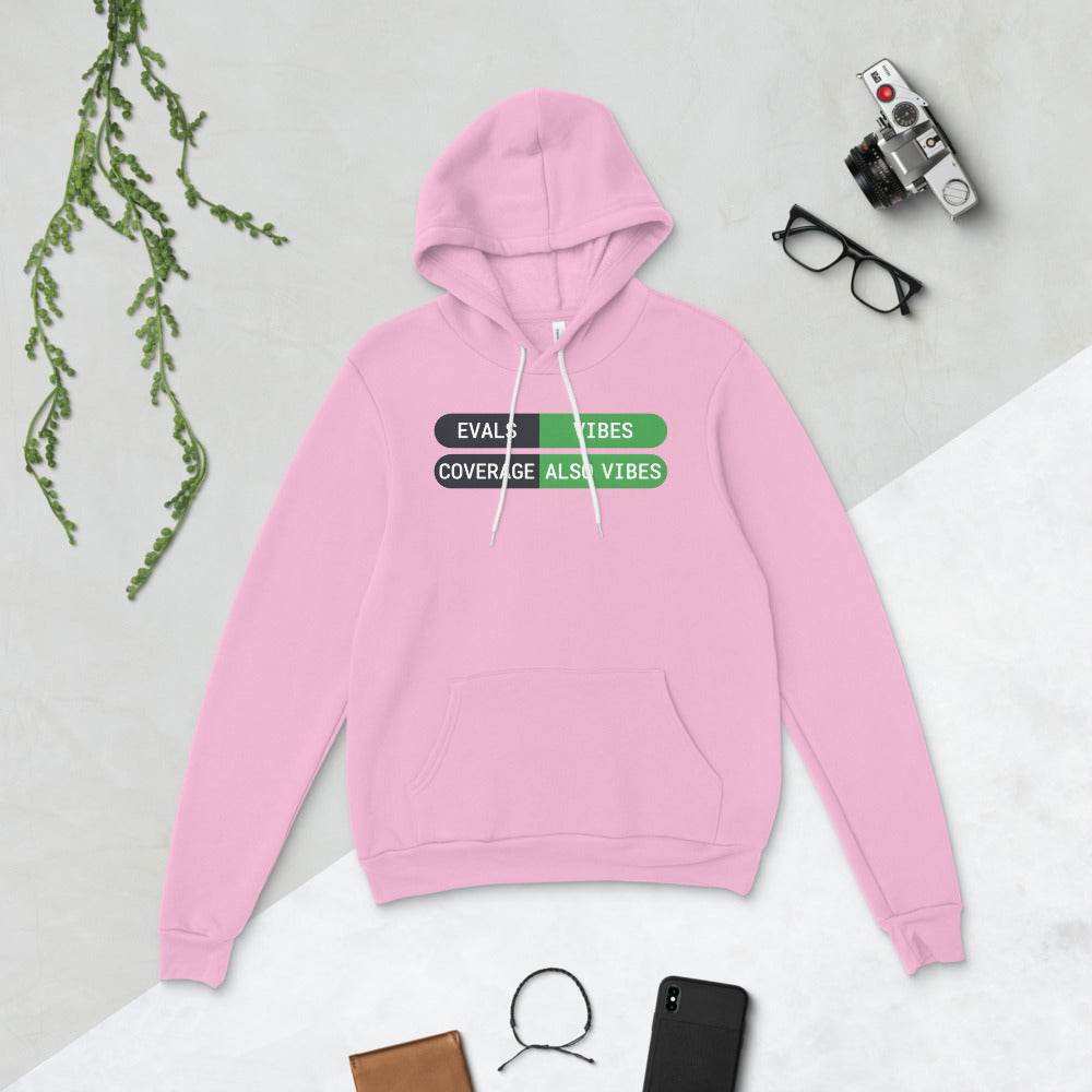 Eval Suite Vibes agentic AI engineer hoodie — Lilac, flat lay