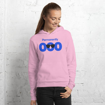 Permanently OOO out of office unisex hoodie — Lilac, on model