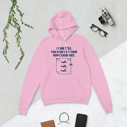 Home Exercises funny physical therapy hoodie — Lilac, flat lay