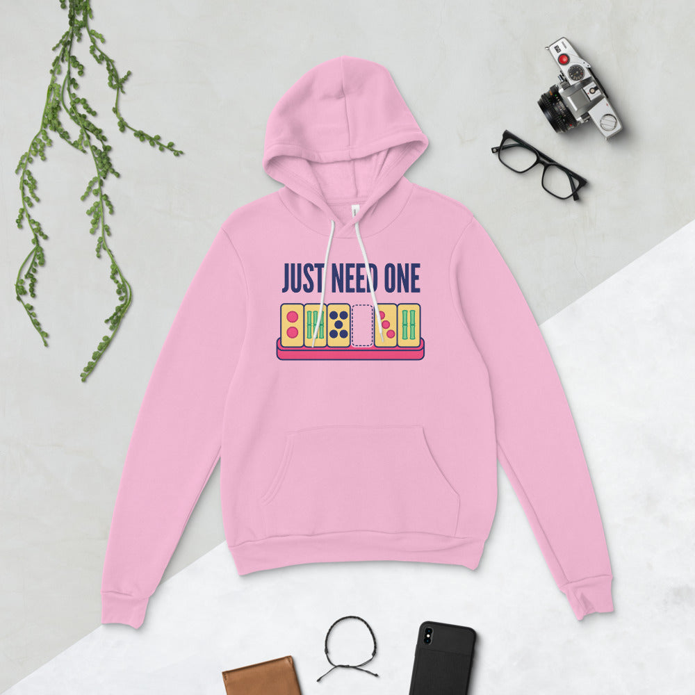 Just Need One funny mahjong hoodie — Lilac, flat lay