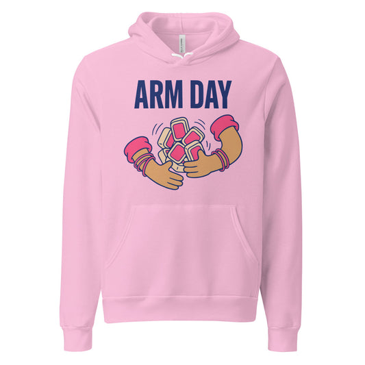 Arm Day funny mahjong hoodie — Lilac, front
