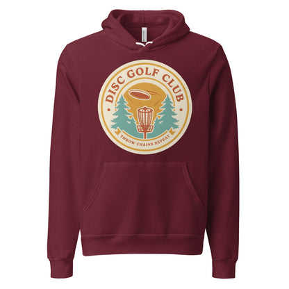 Disc Golf Club retro badge hoodie — Maroon, front