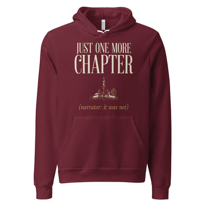Just One More Chapter book lover dark academia hoodie — Maroon, front