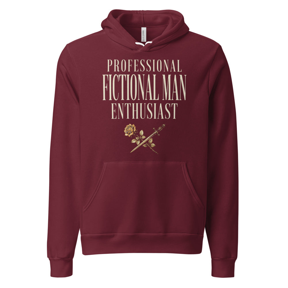 Professional Fictional Man Enthusiast book lover dark academia hoodie — Maroon, front