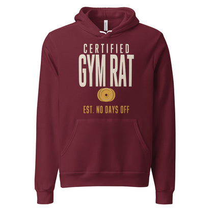 Certified Gym Rat vintage athletic hoodie — Maroon, front