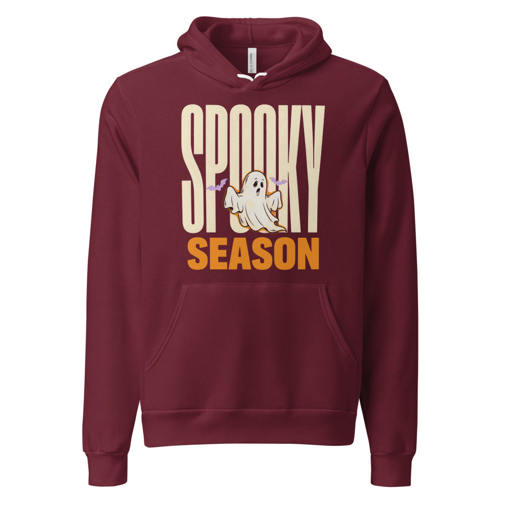 Spooky Season retro Halloween ghost typography hoodie — Maroon, front