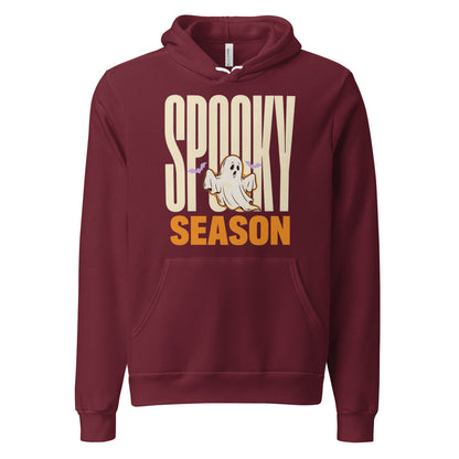 Spooky Season retro Halloween ghost typography hoodie — Maroon, front