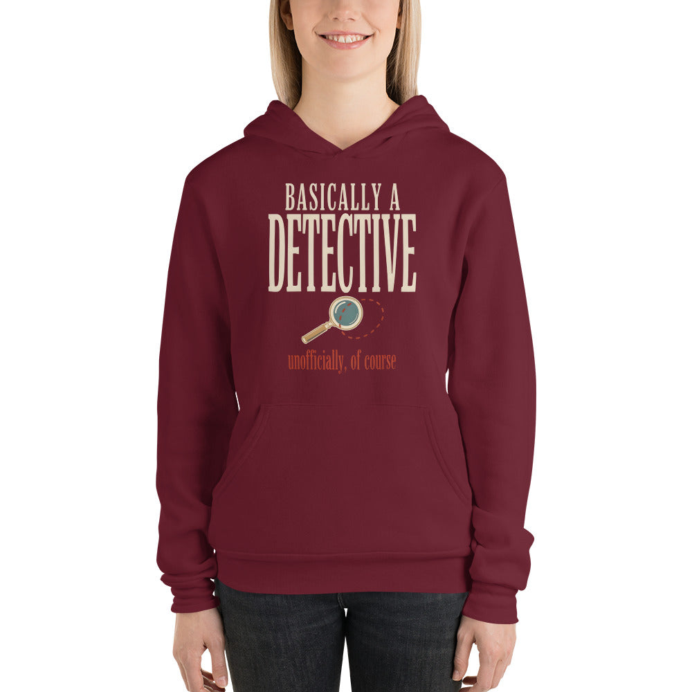 Basically a Detective vintage true crime hoodie — Maroon, on model