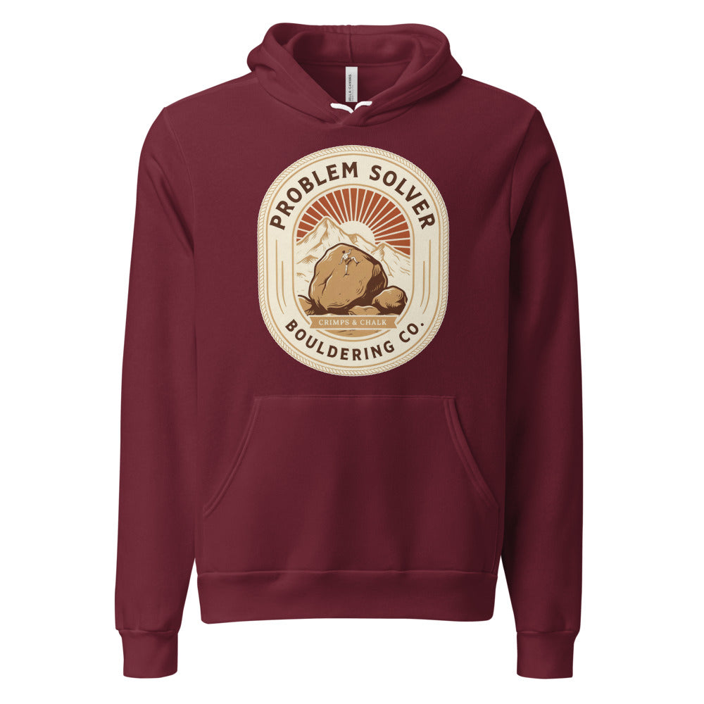 Problem Solver Bouldering Badge hoodie — Maroon, front