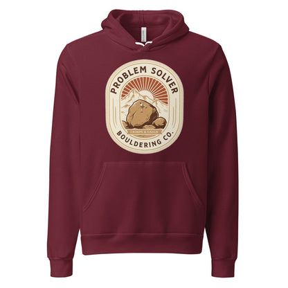 Problem Solver Bouldering Badge hoodie — Maroon, front