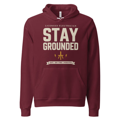 Stay Grounded funny electrician hoodie — Maroon, front