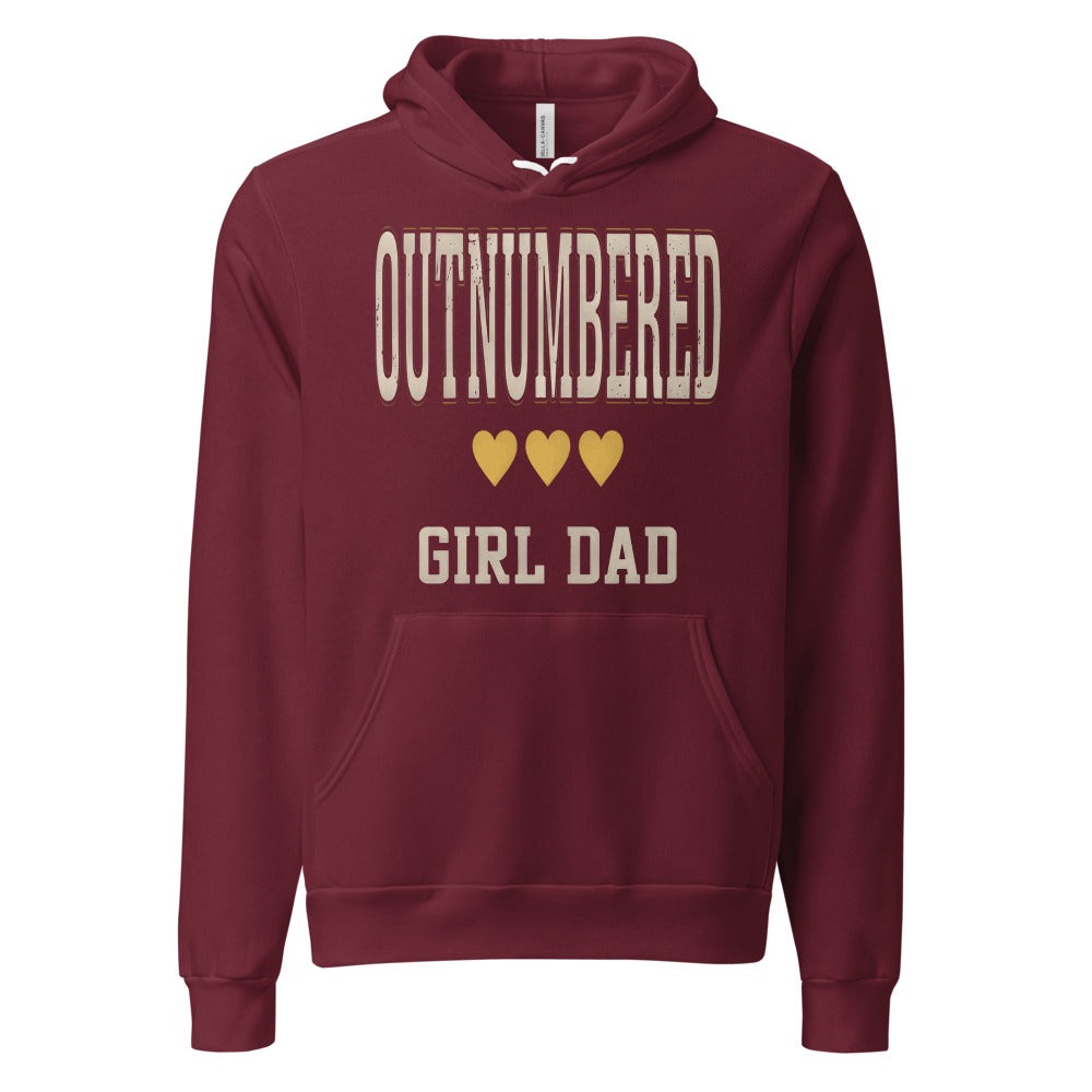 Girl Dad Outnumbered & Proud hoodie — Maroon, front