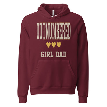 Girl Dad Outnumbered & Proud hoodie — Maroon, front