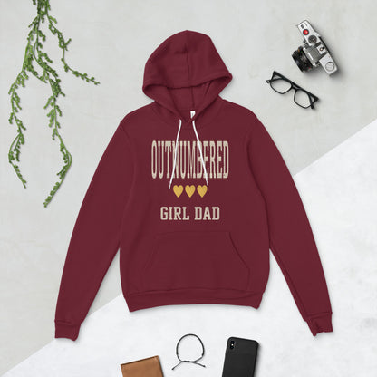 Girl Dad Outnumbered & Proud hoodie — Maroon, flat lay