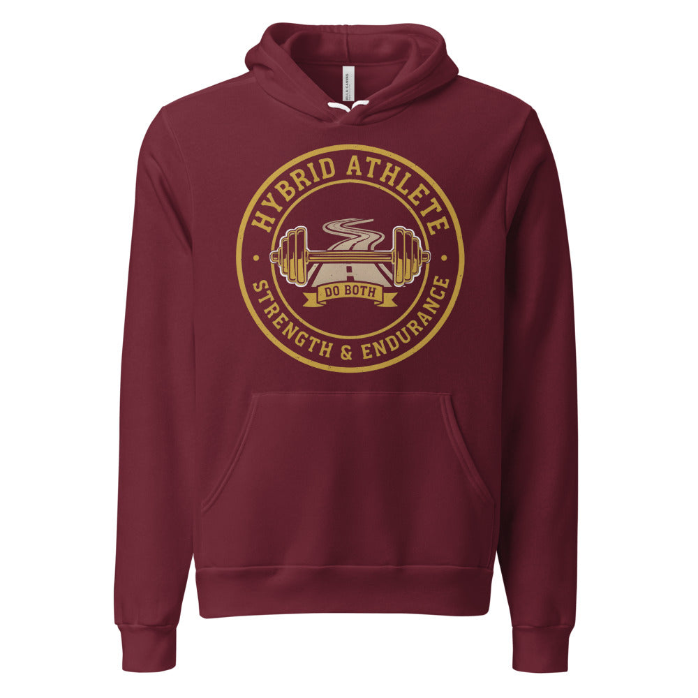 Hybrid Athlete vintage athletic-department crest hoodie — Maroon, front